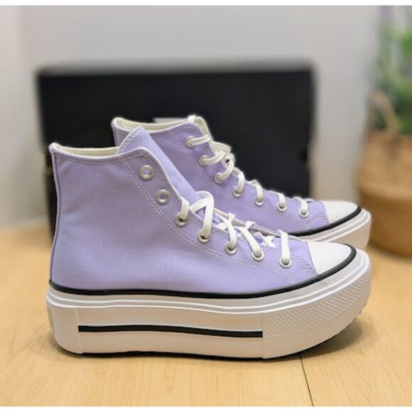 Converse CTAS Lift Double Stack Platform Violet Canvas Unisex High Top Shoes NIB - Picture 3 of 13